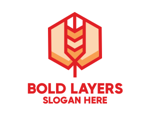 Red Wheat Hexagon logo design