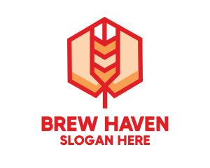 Red Wheat Hexagon logo design