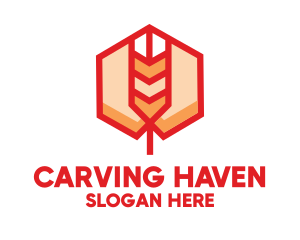 Red Wheat Hexagon logo design