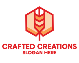 Red Wheat Hexagon logo design