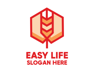 Red Wheat Hexagon logo design