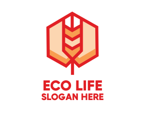 Red Wheat Hexagon logo design