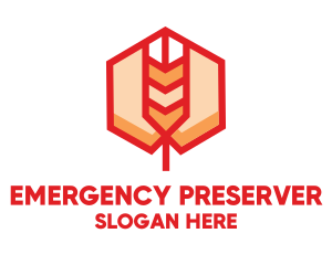 Red Wheat Hexagon logo design