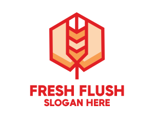 Red Wheat Hexagon logo design