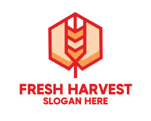 Red Wheat Hexagon logo design