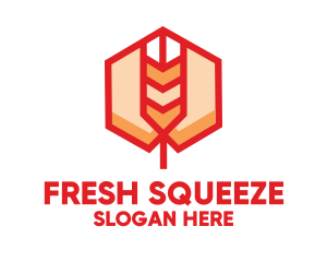 Red Wheat Hexagon logo design