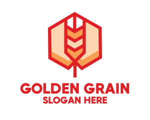 Red Wheat Hexagon logo design