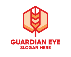 Red Wheat Hexagon logo design