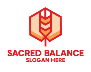 Red Wheat Hexagon logo design