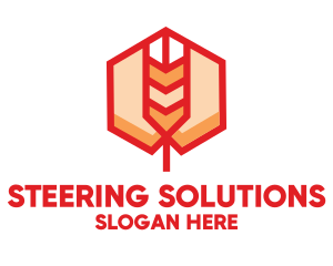 Red Wheat Hexagon logo design