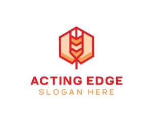 Red Wheat Hexagon logo design