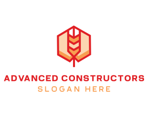 Red Wheat Hexagon logo design