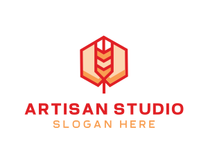 Red Wheat Hexagon logo design