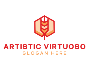 Red Wheat Hexagon logo design