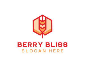 Red Wheat Hexagon logo design