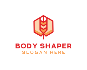 Red Wheat Hexagon logo design