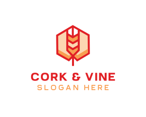 Red Wheat Hexagon logo design