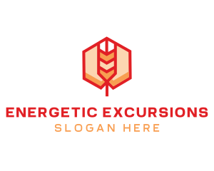 Red Wheat Hexagon logo design