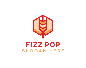 Red Wheat Hexagon logo design