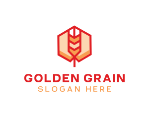 Red Wheat Hexagon logo design