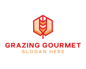 Red Wheat Hexagon logo design