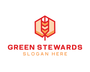 Red Wheat Hexagon logo design