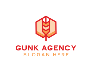 Red Wheat Hexagon logo design