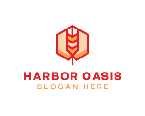 Red Wheat Hexagon logo design