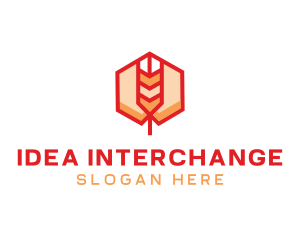 Red Wheat Hexagon logo design