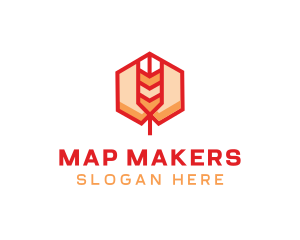 Red Wheat Hexagon logo design