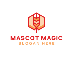 Red Wheat Hexagon logo design