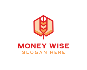 Red Wheat Hexagon logo design