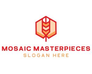 Red Wheat Hexagon logo design