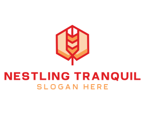 Red Wheat Hexagon logo design