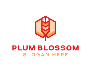 Red Wheat Hexagon logo design