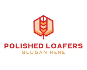 Red Wheat Hexagon logo design