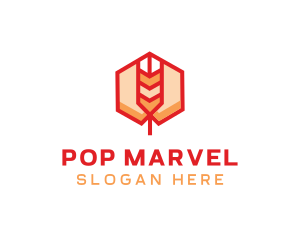 Red Wheat Hexagon logo design