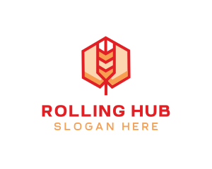 Red Wheat Hexagon logo design