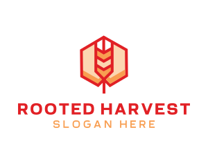 Red Wheat Hexagon logo design