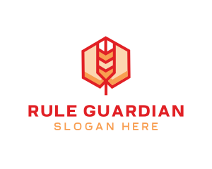 Red Wheat Hexagon logo design