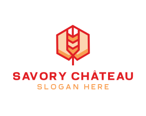 Red Wheat Hexagon logo design