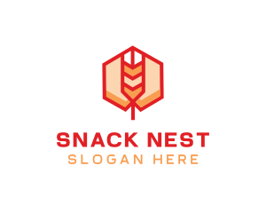 Red Wheat Hexagon logo design