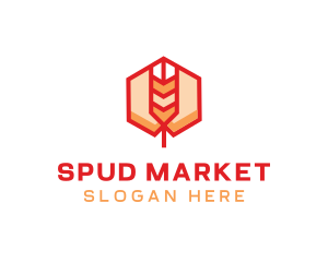 Red Wheat Hexagon logo design