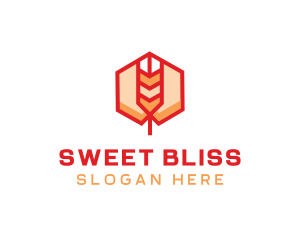 Red Wheat Hexagon logo design