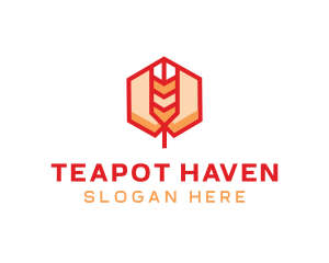 Red Wheat Hexagon logo design