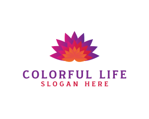 Colorful Fan Flower logo design