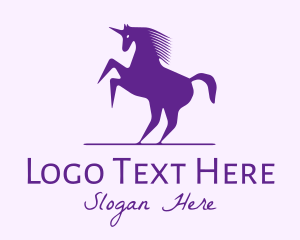 Violet Unicorn Horse logo design