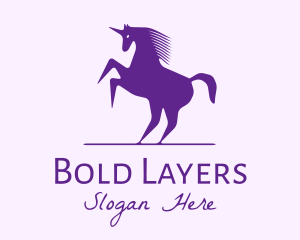 Violet Unicorn Horse logo design