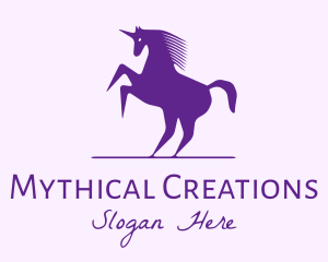 Violet Unicorn Horse logo design