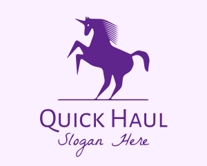 Violet Unicorn Horse logo design